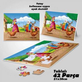 Asil Hobi Nasrettin-Hoca-Çocuklar İçin Eğitici Yapboz-Ayak Destekli Çerçeveli 42 Parça Puzzle