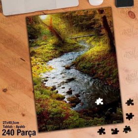 Asil Hobi Nehir-Ağaçlar-Doğa-Manzara Yapboz-Ayak Destekli Çerçeveli 240 Parça Puzzle