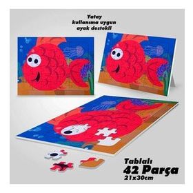 Asil Hobi Neşeli Balık-Deniz Yapboz-Ayak Destekli Çerçeveli 42 Parça Puzzle