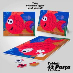 Asil Hobi Neşeli Balık-Deniz Yapboz-Ayak Destekli Çerçeveli 42 Parça Puzzle