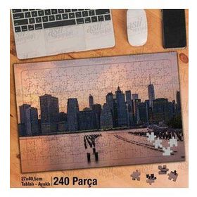 Asil Hobi New York City-Kızıl Gökyüzü-Binalar Yapboz-Ayak Destekli Çerçeveli 240 Parça Puzzle