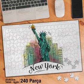 Asil Hobi New York-Şehir-Çizim Yapboz-Ayak Destekli Çerçeveli 240 Parça Puzzle