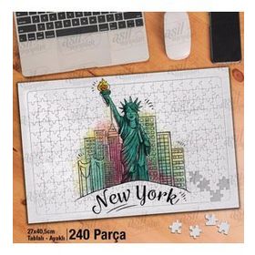 Asil Hobi New York-Şehir-Çizim Yapboz-Ayak Destekli Çerçeveli 240 Parça Puzzle
