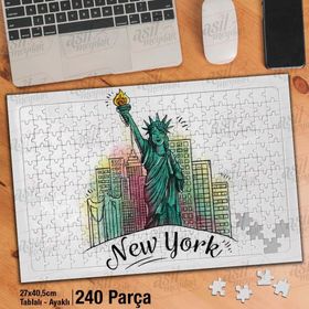 Asil Hobi New York-Şehir-Çizim Yapboz-Ayak Destekli Çerçeveli 240 Parça Puzzle