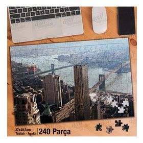 Asil Hobi New York-Şehir-Köprü-Deniz-Binalar Yapboz-Ayak Destekli Çerçeveli 240 Parça Puzzle