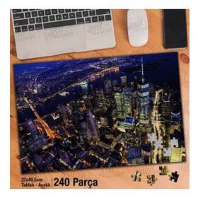 Asil Hobi New York-Şehir-Kuşbakışı-Gece Yapboz-Ayak Destekli Çerçeveli 240 Parça Puzzle