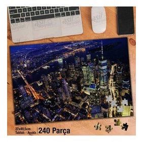 Asil Hobi New York-Şehir-Kuşbakışı-Gece Yapboz-Ayak Destekli Çerçeveli 240 Parça Puzzle