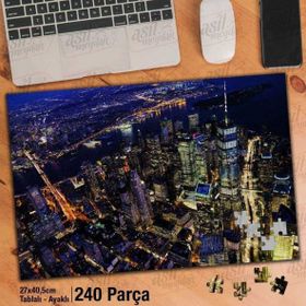 Asil Hobi New York-Şehir-Kuşbakışı-Gece Yapboz-Ayak Destekli Çerçeveli 240 Parça Puzzle