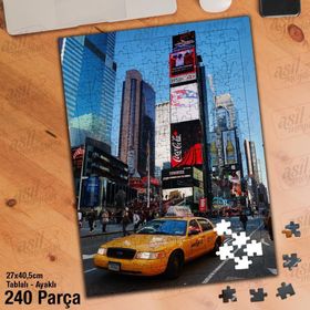 Asil Hobi New York Taxis-Şehir-Binalar Yapboz-Ayak Destekli Çerçeveli 240 Parça Puzzle
