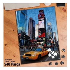 Asil Hobi New York Taxis-Şehir-Binalar Yapboz-Ayak Destekli Çerçeveli 240 Parça Puzzle