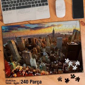 Asil Hobi Newyork-Şehir-Gün Batımı-Manzara Yapboz-Ayak Destekli Çerçeveli 240 Parça Puzzle