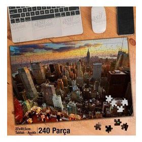 Asil Hobi Newyork-Şehir-Gün Batımı-Manzara Yapboz-Ayak Destekli Çerçeveli 240 Parça Puzzle