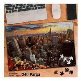 Asil Hobi Newyork-Şehir-Gün Batımı-Manzara Yapboz-Ayak Destekli Çerçeveli 240 Parça Puzzle