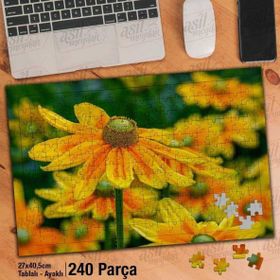 Asil Hobi Nidita Çiçeği-Sarı Parlak Çiçek-Bitki Yapboz-Ayak Destekli Çerçeveli 240 Parça Puzzle