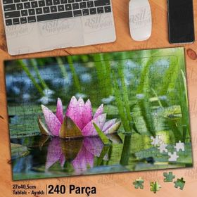 Asil Hobi Nilüfer Çiçeği-Göl-Doğa-Bitki-Tabiat Yapboz-Ayak Destekli Çerçeveli 240 Parça Puzzle