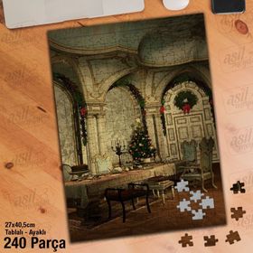 Asil Hobi Noel Hazırlıkları-Çam Ağacı-Yeni Yıl Yapboz-Ayak Destekli Çerçeveli 240 Parça Puzzle