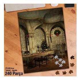 Asil Hobi Noel Hazırlıkları-Çam Ağacı-Yeni Yıl Yapboz-Ayak Destekli Çerçeveli 240 Parça Puzzle