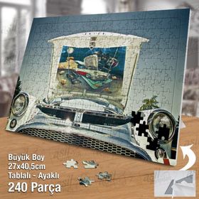 Asil Hobi Nostalji-Eskitme Araba-Otomobil Yapboz-Ayak Destekli Çerçeveli 240 Parça Puzzle