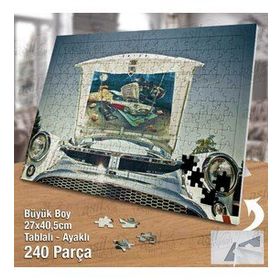 Asil Hobi Nostalji-Eskitme Araba-Otomobil Yapboz-Ayak Destekli Çerçeveli 240 Parça Puzzle