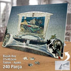 Asil Hobi Nostalji-Eskitme Araba-Otomobil Yapboz-Ayak Destekli Çerçeveli 240 Parça Puzzle