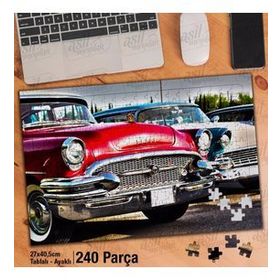 Asil Hobi Nostalji-Eskitme Kırmızı Araba Yapboz-Ayak Destekli Çerçeveli 240 Parça Puzzle