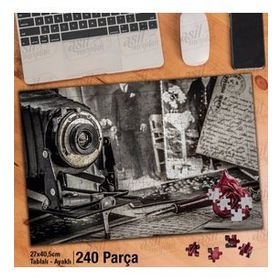 Asil Hobi Nostalji-Fotoğraf Makinesi-Mektup Yapboz-Ayak Destekli Çerçeveli 240 Parça Puzzle
