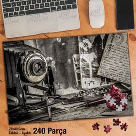 Asil Hobi Nostalji-Fotoğraf Makinesi-Mektup Yapboz-Ayak Destekli Çerçeveli 240 Parça Puzzle