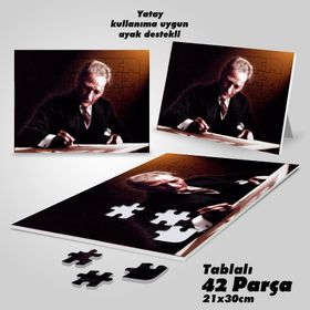 Asil Hobi Not Tutan Mustafa Kemal Atatürk-Yapboz-Ayak Destekli Laminasyonlu 42 Parça Puzzle