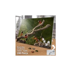 Asil Hobi Odun Parçası Üzerinde Çalışkan Karıncalar Yapboz-Ayak Destekli Çerçeveli 240 Parça Puzzle