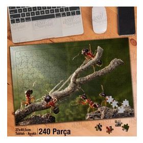Asil Hobi Odun Parçası Üzerinde Çalışkan Karıncalar Yapboz-Ayak Destekli Çerçeveli 240 Parça Puzzle