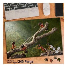 Asil Hobi Odun Parçası Üzerinde Çalışkan Karıncalar Yapboz-Ayak Destekli Çerçeveli 240 Parça Puzzle