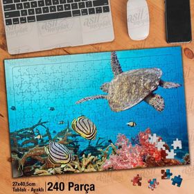 Asil Hobi Okyanus-Balıklar-Su Kaplumbağı Yapboz-Ayak Destekli Çerçeveli 240 Parça Puzzle