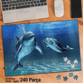 Asil Hobi Okyanus-Deniz-Su Altı Canlıları-Yunus Yapboz-Ayak Destekli Çerçeveli 240 Parça Puzzle