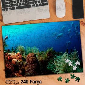 Asil Hobi Okyanus-Denizaltı-Doğa-Manzara-Balık Yapboz-Ayak Destekli Çerçeveli 240 Parça Puzzle