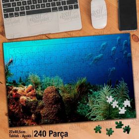 Asil Hobi Okyanus-Denizaltı-Doğa-Manzara-Balık Yapboz-Ayak Destekli Çerçeveli 240 Parça Puzzle