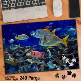 Asil Hobi Okyanus-Doğa-Balıklar-Deniz Altı Yapboz-Ayak Destekli Çerçeveli 240 Parça Puzzle