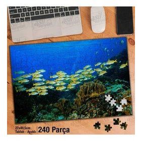 Asil Hobi Okyanusta Balık Sürüsü-Renkli Yaşam Yapboz-Ayak Destekli Çerçeveli 240 Parça Puzzle