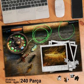 Asil Hobi Olta-Makara-Avcılık Yapboz-Ayak Destekli Çerçeveli 240 Parça Puzzle