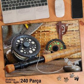 Asil Hobi Olta-Misina-Balıkçılık-Av Yapboz-Ayak Destekli Çerçeveli 240 Parça Puzzle