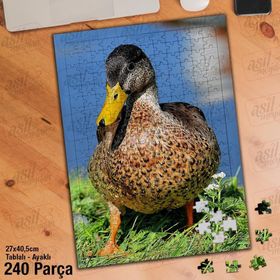 Asil Hobi Ördek-Çimen-Doğa-Hayvan-Gökyüzü Yapboz-Ayak Destekli Çerçeveli 240 Parça Puzzle