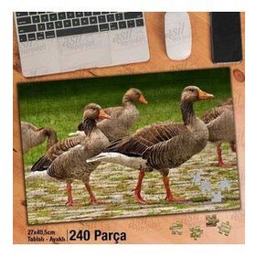 Asil Hobi Ördek Topluluğu-Kaz-Doğa-Hayvan Yapboz-Ayak Destekli Çerçeveli 240 Parça Puzzle