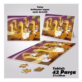 Asil Hobi Ördekler-Kız Ve Erkek Çocukları Yapboz-Ayak Destekli Çerçeveli 42 Parça Puzzle