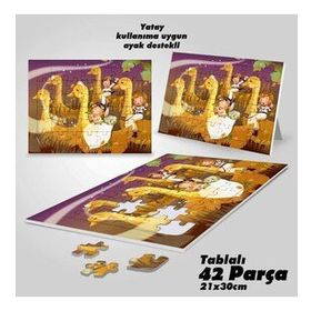 Asil Hobi Ördekler-Kız Ve Erkek Çocukları Yapboz-Ayak Destekli Çerçeveli 42 Parça Puzzle
