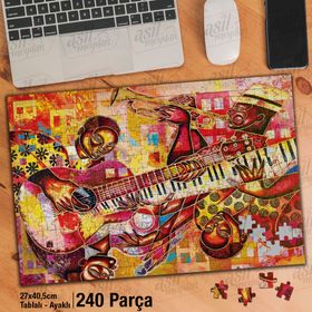 Asil Hobi Orkestra-Müzikal-Sanat Yapboz-Ayak Destekli Çerçeveli 240 Parça Puzzle