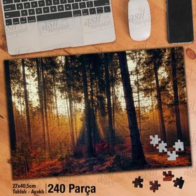 Asil Hobi Orman-Ağaçlar-Sis-Güneş Işığı-Doğa Yapboz-Ayak Destekli Çerçeveli 240 Parça Puzzle