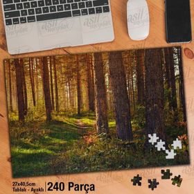 Asil Hobi Orman-Sıralı Ağaçlar-Doğa-Manzara Yapboz-Ayak Destekli Çerçeveli 240 Parça Puzzle