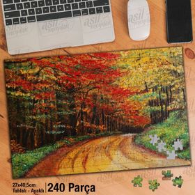 Asil Hobi Orman Yolu-Ağaçlar-Sonbahar Yapboz-Ayak Destekli Çerçeveli 240 Parça Puzzle