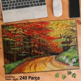 Asil Hobi Orman Yolu-Ağaçlar-Sonbahar Yapboz-Ayak Destekli Çerçeveli 240 Parça Puzzle