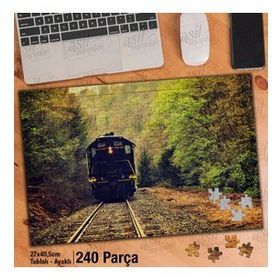 Asil Hobi Orman Yolu-Tren-Ağaçlar-Manzara Yapboz-Ayak Destekli Çerçeveli 240 Parça Puzzle