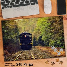 Asil Hobi Orman Yolu-Tren-Ağaçlar-Manzara Yapboz-Ayak Destekli Çerçeveli 240 Parça Puzzle
